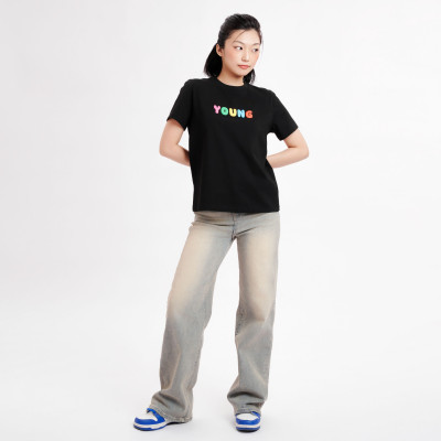 DOTTIE - Áo thun in Young - Đen - T0814