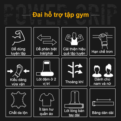 Lysin - đai hỗ trợ bảo vệ cổ tay, lòng bàn tay chất liệu da lộn thoáng khí, chống trượt, găng tay tập gym dây kéo lưng lifting straps tập deadlift kéo xà nâng tạ