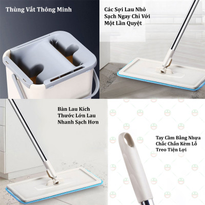 [Sạch Sẽ] [Chỉ TpHCM] Bộ Cây Lau Nhà Thông Minh KhoNCC Hàng Chính Hãng - Kèm Thùng Vắt 2 Ngăn - NLVQ-2975-BCLN (Ngẫu nhiên Màu)