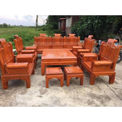 Bộ bàn ghế Âu Á Hộp Cuốn Thư gỗ gõ đỏ