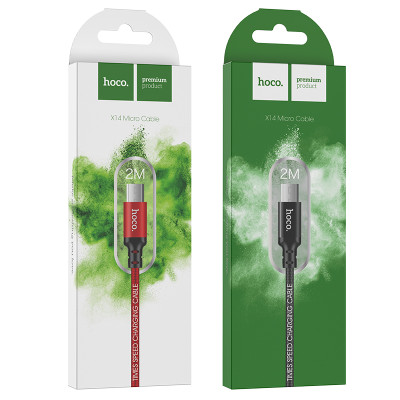  Cáp sạc nhanh Hoco X14 Micro USB cho thiết bị Android (màu ngẫu nhiên) -Hàng chính hãng