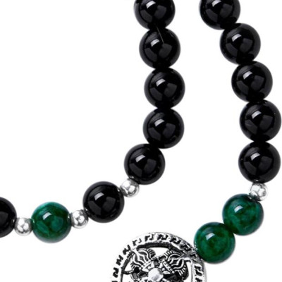 Vòng Đá Mã Não Đen Phối Cẩm Thạch Sơn Thủy Và Charm Bạc 2 Line Ngọc Quý Gemstones VT60