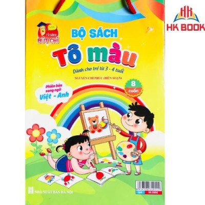 Sách - Combo Bé tô màu nhiều chủ đề song ngữ Việt Anh cho trẻ từ 3-4 tuổi và 5-6 tuổi (2 bộ - 16 cuốn)
