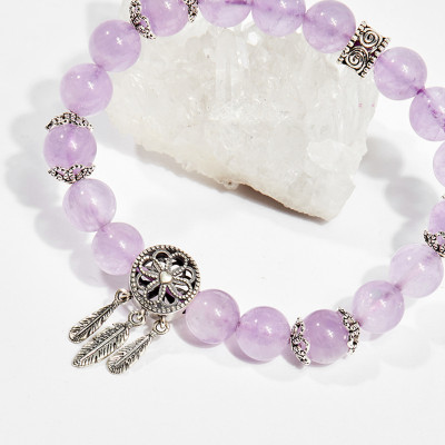 Vòng tay phong thủy đá thạch anh tím phối charm 8mm mệnh hỏa , thổ - Ngọc Quý Gemstones