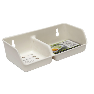 Giá đựng mút rửa chén 2 ngăn Sanada, kèm núm hít được làm bằng Silicon cao cấp có độ mềm dẻo cao nên hít rất chắc chắn - nội địa Nhật Bản 