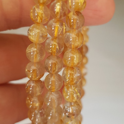  Vòng thạch anh tóc vàng tự nhiên trong bóng đẹp size hạt 5mm - 6mm các Chị em nữ đeo kiểu quấn 3 vòng tay màu vàng tươi sáng bóng chuẩn hợp nữ mệnh kim thổ  thủy đeo quyến rũ xinh đẹp trẻ trung may mắn đặc biệt tốt sức khỏe công việc tài lộc rẻ đẹp ạ