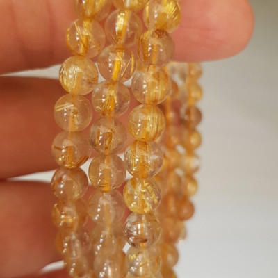  Vòng thạch anh tóc vàng tự nhiên trong bóng đẹp size hạt 5mm - 6mm các Chị em nữ đeo kiểu quấn 3 vòng tay màu vàng tươi sáng bóng chuẩn hợp nữ mệnh kim thổ  thủy đeo quyến rũ xinh đẹp trẻ trung may mắn đặc biệt tốt sức khỏe công việc tài lộc rẻ đẹp ạ