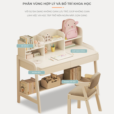 Bàn học trẻ em thông minh kèm kệ sách thương hiệu IGA (không kèm ghế) - GM144