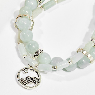 Vòng chuỗi hạt đeo tay 2 line đá cẩm thạch phỉ thúy 8mm mệnh hỏa , mộc - Ngọc Quý Gemstones