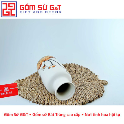 Lọ hoa dáng phích cổ cao vẽ sen Gốm Sứ G&T