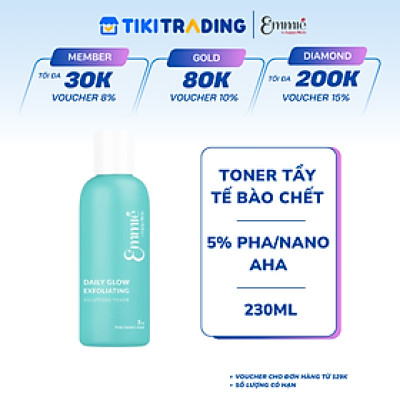 Toner Tẩy Tế Bào Chết Emmie & Cân Bằng Da Daily GlowExfoliating Solutions Toner 5% PHA/NANO AHA 230ml Emmié by HappySkin