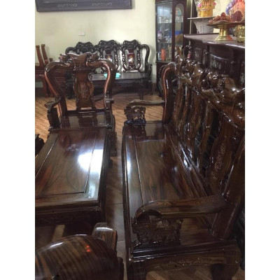 Bộ bàn ghế minh quốc đào gỗ xoan ta PU giả mun