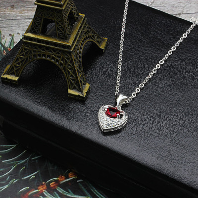 Dây Chuyền Nữ Hình Trái Tim Đá Đỏ BẠC HIỂU MINH DMD408R