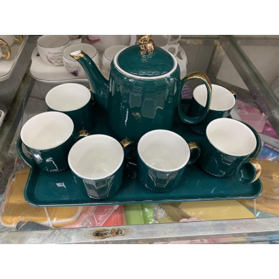 Bộ ấm chén sứ xanh Cổ vịt kèm khay RBL-1