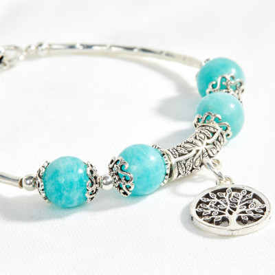 Vòng amazonite phối charm cây bạc Ngọc Quý Gemstones