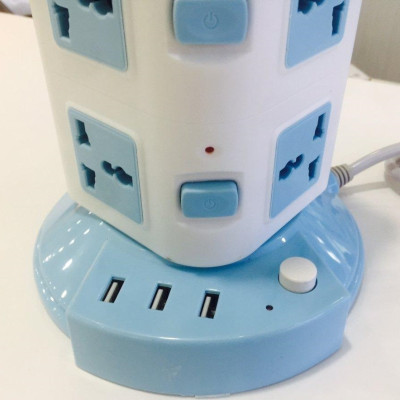 Ổ điện đa năng 3 tầng, có 12 lỗ cắm và 3 cổng usb, có công tắc bật tắt mỗi tầng, thích hợp mọi loại phích cắm khác nhau - Hàng chính hãng