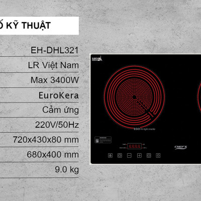 Bếp hồng ngoại đôi Chefs EH-DHL321 - HÀNG CHÍNH HÃNG