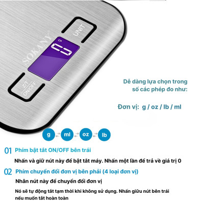 Cân tiểu ly điện tử mini SOKANY nhỏ gọn định lượng 1g - 5kg, độ chính xác cao - SK19026 - HÀNG CHÍNH HÃNG