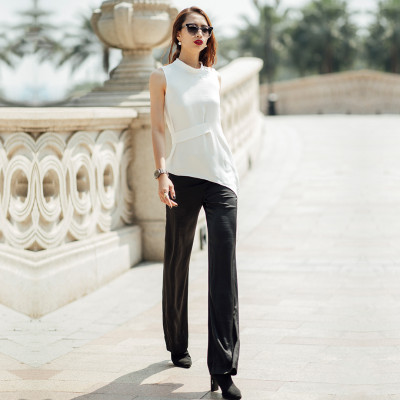 Áo Kiểu Peplum Áo Lệch Tà Thời trang thiết kế Hity TOP118 (Trắng Kim Cương)