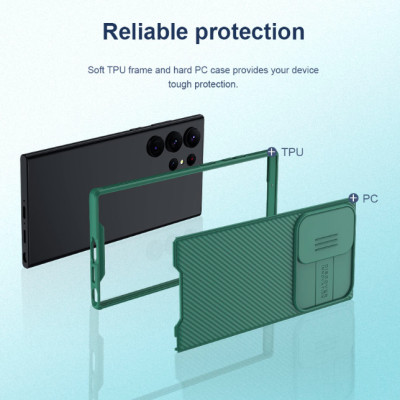 Ốp lưng chống sốc cho Samsung Galaxy S23 Ultra bảo vệ Camera hiệu Nillkin Camshield Pro chống sốc cực tốt, chất liệu cao cấp, có khung & nắp đậy bảo vệ Camera - hàng nhập khẩu