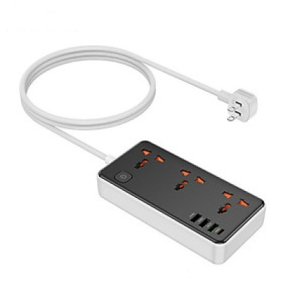 Ổ cắm điện đa năng cao cấp dây đồng chịu tải 2500W, sạc nhanh PD 30W cổng typeC + QC18W có 3*USB và 1*Type-C , dây dài 1.5m - Hàng nhập khẩu