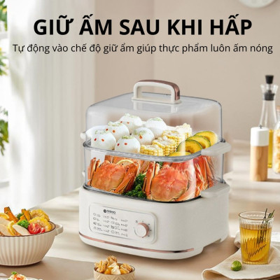 Nồi lẩu hấp thủy nhiệt Mishio MK382 khay hấp inox 304 - Hàng chính hãng