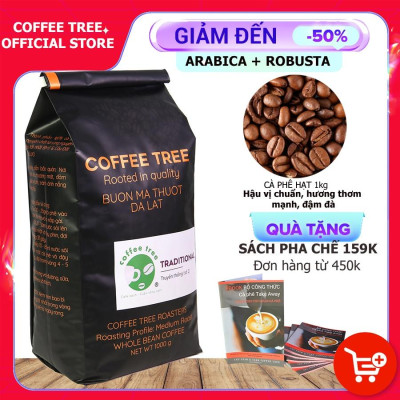 Cà Phê Nguyên Chất - Hạt - Truyền Thống Số 2 - Buôn Mê Thuột - 1Kg - Hương Thơm Mạnh – Vị Đắng Vừa – Hậu Vị Ngọt