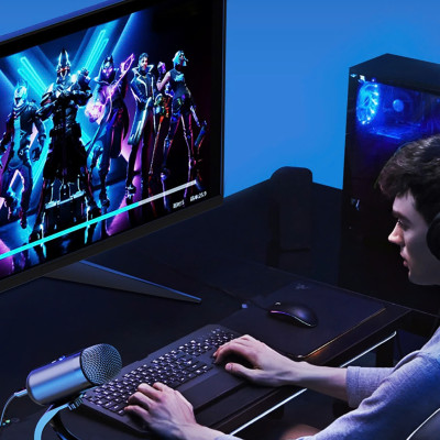 Micro USB Mic Thu Âm Condenser Podcast, Livestream, Radio, ASMR Microphone Phòng Thu Studio PC Microphone Chuyên Nghiệp Thu Âm Rõ Nét Chống Ồn Độ Nhậy Cao LED MÀU HỒNG - Hàng Chính Hãng