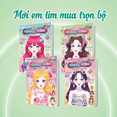 Sách - Trang Điểm Công Chúa Hàn Quốc Jenny - Tô Màu Và Bóc Dán 100+ Stickers Xinh Đẹp Cho Bé Gái - Megabook