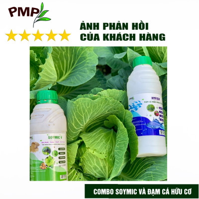 Combo bộ phân bón hữu cơ PMP trồng cà chua bạch tuộc - Phân cải tạo đất Fermic - Super Probio - Soymic V – Đạm Cá - Bã Mía
