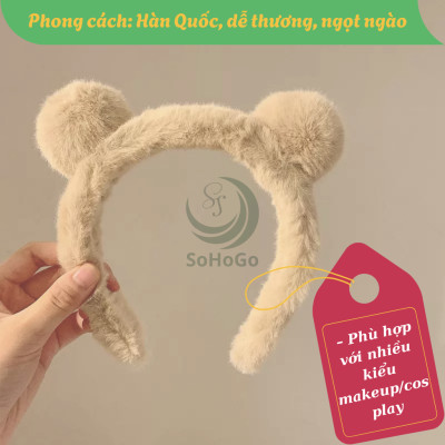 Băng Đô Tai Gấu Lông Mềm Siêu Cưng -Bờm Tai Gấu Lông Mịn Dễ Thương -Băng Đô Tai Gấu Lông Xù Hàn Quốc