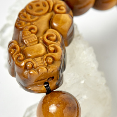 Vòng tay đá mắt hổ phối tỳ hưu đá size hạt 14mm - Ngọc Quý Gemstones