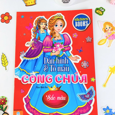 Sách - Combo 6 cuốn Dán hình và tô màu Công Chúa - ndbooks