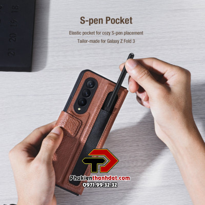 Bao da  dành cho Samsung Galaxy Z Fold3 có ngăn để bút chính hãng Nillkin Aoge Leather Cover - Hàng nhập khẩu