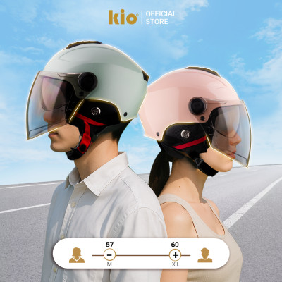 Mũ Bảo Hiểm Nửa Đầu Kio SafeStyle Metro KN12K, 2 Kính Phủ Nano Chống Tia UV, Lớp Lót Kháng Khuẩn