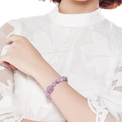 Vòng Thạch Anh Tím Ngọc Phối Hoa Mẫu Đơn Ngọc Quý Gemstones VT6