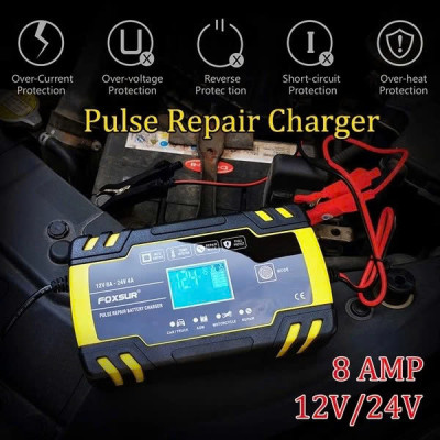 Sạc Ắc Quy Foxsur Thông Minh 12V–24V - 150Ah Hàng Nhật- Tự Ngắt, Khử Sunfat, Phục Hồi Ắc Quy Siêu Hiệu Quả , đèn ốp trần