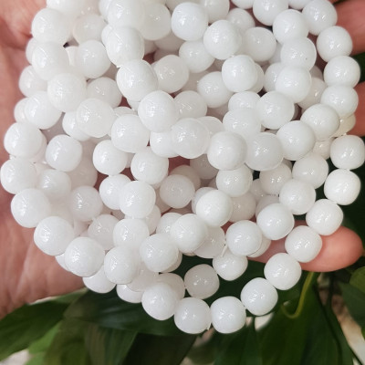 Vòng Tay Nữ Đá Ngọc Hoà Điền TRẮNG bầu Tự Nhiên Size 9li5 đẹp Màu Trắng sáng Nữ mệnh Kim Thủy Mang năng lượng tích cực may mắn tài lộc tốt công việc đeo đẹp xinh tay ạ