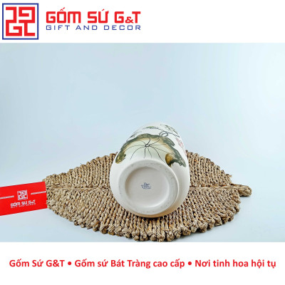 Lọ hoa dáng phích miệng nhỏ vẽ sen Gốm Sứ G&T