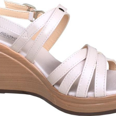 Giày sandal nữ Trường Hải đế xuồng cao 9.5cm màu kem đế PU nhẹ thời trang cao cấp nữ XDN193