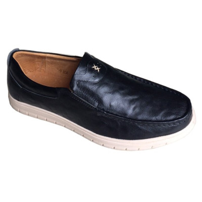 Giày mọi nam Trường Hải màu xanh lam bò da bò thật cao cấp không bong tróc đế cao su chống mòn không trơn GMTH098