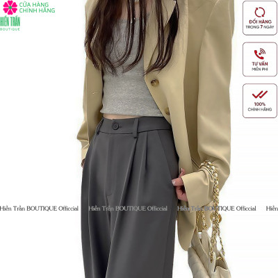 Quần suông nữ xếp ly vải chéo Di-or cao cấp, tạo dáng chân dài thon gọn, trẻ trung, năng động