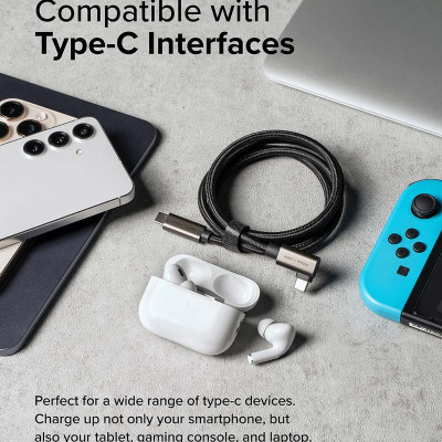 Cáp sạc nhanh 240W RINGKE 90 Degree USB-3.2 Gen 2X2 USB-C Cable - Hàng Chính Hãng