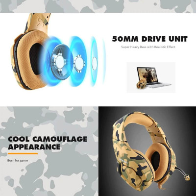 Tai nghe gắn trên đầu 3.5mm ONIKUMA K1B chơi game có dây với bộ điều khiển 50mm Micrô giảm tiếng ồn 