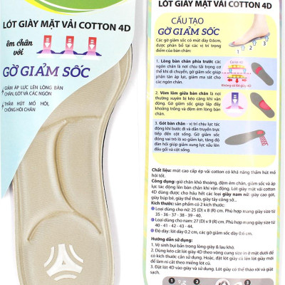 Lót giày đa năng 4D cực êm chân, chống thốn gót chân và thấm hút mồ hôi - buybox - BBPK56