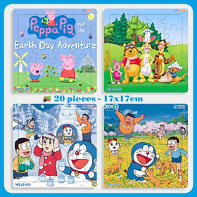 05 bộ tranh xếp hình 20 mảnh size 17x17cm – đồ chơi trí tuệ cho bé từ 2 tuổi – Combo Hoạt hình 3