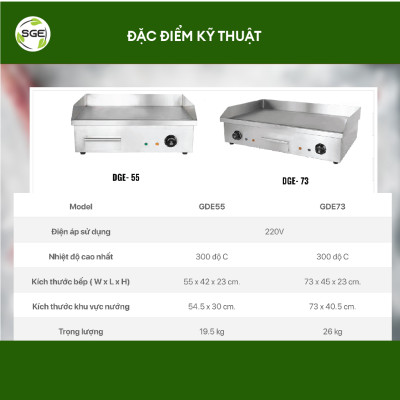 Bếp Chiên Nướng Sử Dụng Điện GDE73. Giá Cả Phải Chăng, Phù Hợp Với Các Quán Ăn, Nhà Hàng Hay Doanh Nghiệp Vừa Và Nhỏ. Có Thể Nướng Thịt, Làm Hamberger, Các Món Xào. Hàng Nhập Khẩu Chính Hãng SGE Thailand