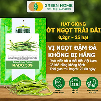 Hạt Giống Ớt Ngọt Trái Dài GreenHome, Gói 0,2gr~25 hạt, Dễ Trồng Quanh Năm, Năng Suất Cao G16