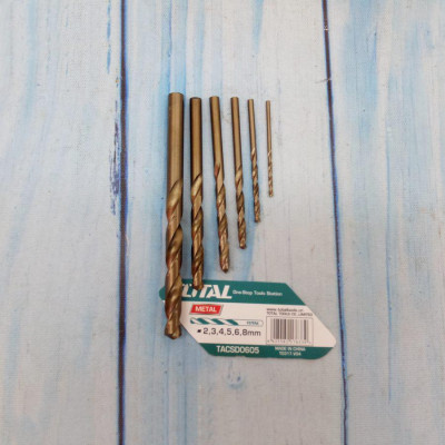 BỘ MŨI KHOAN KIM LOẠI HSS 6 CHI TIẾT 2-8MM TOTAL TACSD0605