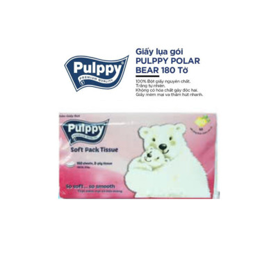 Khăn Giấy Rút Pulppy Polar Bear Bịch Khăn Giấy 180 Tờ 2 Lớp